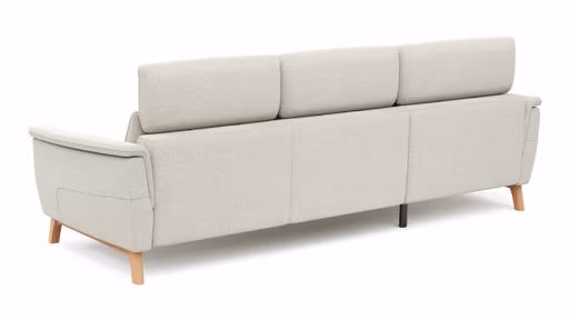 Ecksofa Nevin - Longchair links mit 2-Sitzer rechts, inkl. Kopfpolsterverstellung, Stoff, Weiß