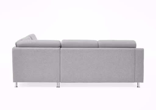 Ecksofa EM Athen - 2,5-Sitzer mit Ecke rechts, Stoff, Hellgrau