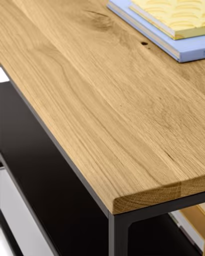 Couchtisch - LB ca. 70x70 cm, Wildeiche Massiv, Schwarz