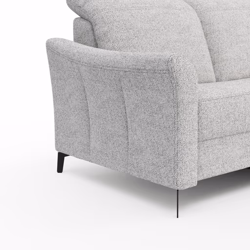Ecksofa Canterbury - 2,5-Sitzer mit Longchair rechts, inkl. Relaxfunktion (motorisch) und Kopfteilverstellung, Stoff, Offwhite