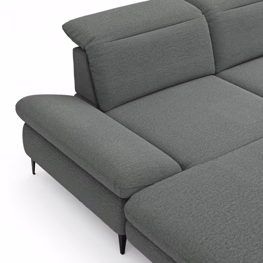 Ecksofa Alegria - Longchair links mit 1,5-Sitzer inkl. Kopfteil/ Armlehne/ Sitztiefe verstellbar, Stoff, Eisblau