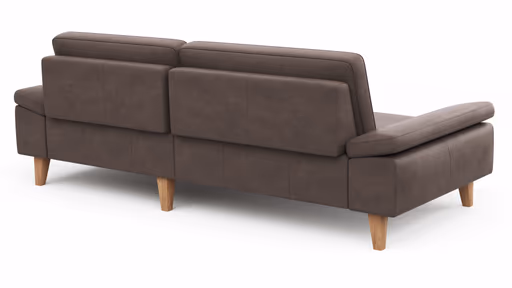 Ecksofa Houston - 1,75-Sitzer mit Longchair groß rechts, inkl. Sitztiefenverstellung und Armlehne klappbar, Leder, Dunkelbraun
