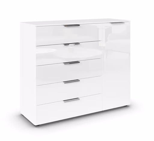 Kommode RIPP- Weiß, Glas, Weiß