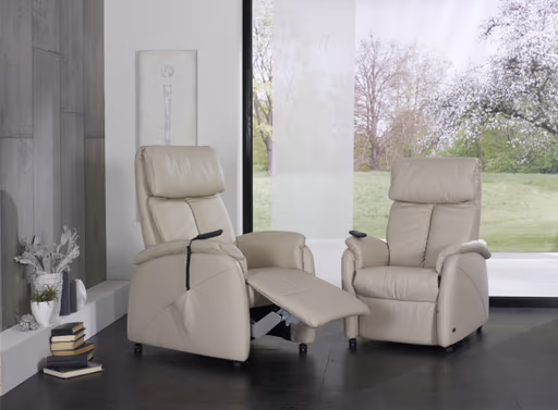 Fernsehsessel EM Göttingen - Relaxfunktion (1-motorisch), Leder, Hellbraun