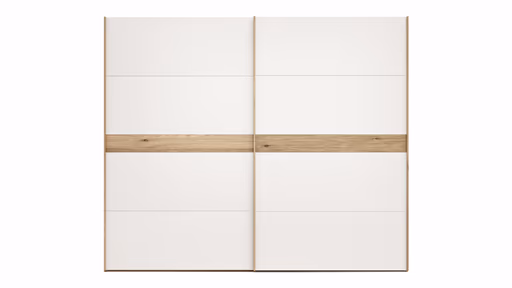 Schwebetürenschrank Viana - B ca. 271 cm, Lack, Weiß, Riffholz, Balkeneiche