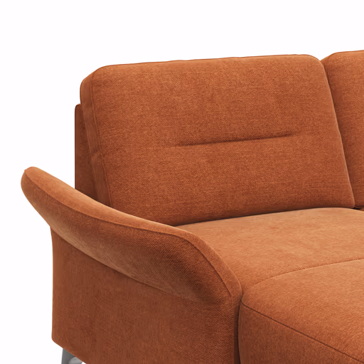 Wohnlandschaft Almyra - Longchair links, 2,5-Sitzer, Ottomane rechts, Stoff, Kupfer