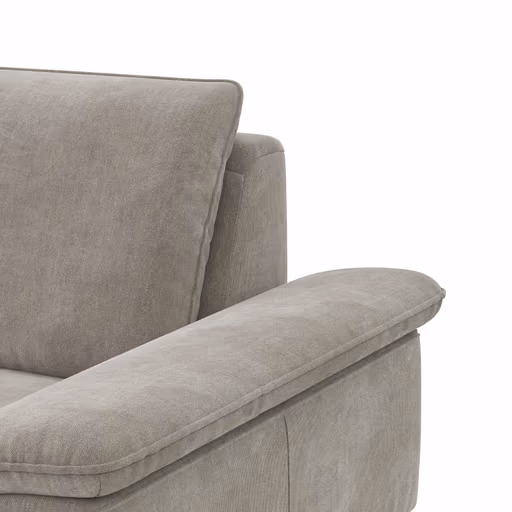 Ecksofa Tulsa KS - 1,5-Sitzer mit Anstellhocker links, Spitzecke und 2,5-Sitzer rechts, Stoff, Graubeige