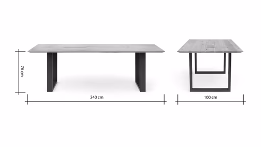 Esstisch Clifton - mit Einsätzen, LB ca. 240x100 cm, Wildeiche massiv, natur geölt
