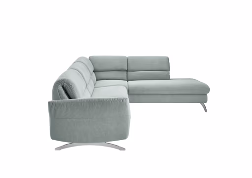 Ecksofa - 3-Sitzer mit Ecke rechts, Rückenlehne verstellbar, Stoff, Salbei