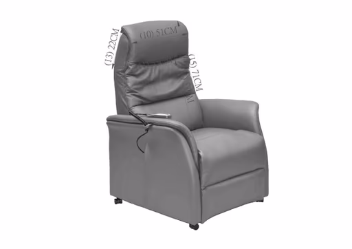 TV-Sessel MARIK - Relaxfunktion, Kopfteil verstellbar, Leder, Dunkelgrau