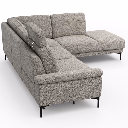 Ecksofa Matero - 2-Sitzer mit Ecke rechts inkl. Relaxfunktion motorisch und Sitzvorzug, Stoff, Graubeige