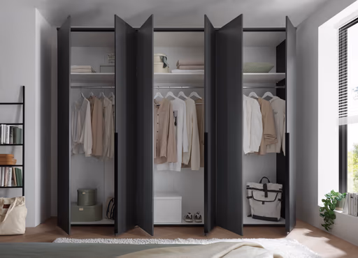 Drehtürenschrank- B ca. 270 cm, Graphit