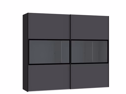 Schwebetürenschrank JOIN IT- B ca. 252 cm, Schwarz, Anthrazit, Glas, Dunkel
