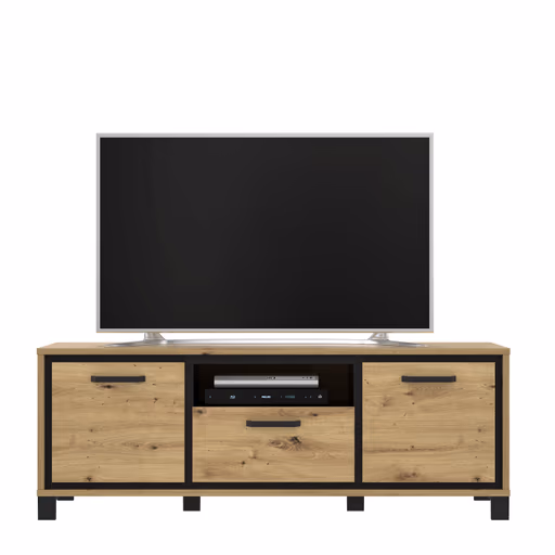 TV-Unterschrank FARIDA - Eiche Dekor, Schwarz