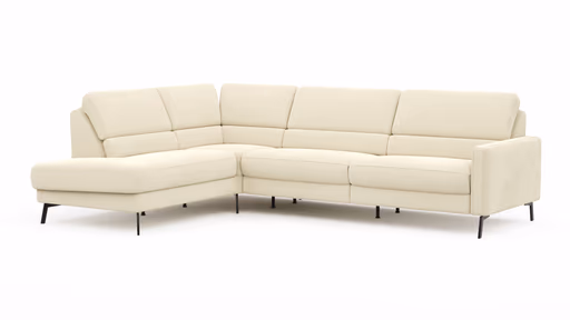 Ecksofa Valera - Ecke mit 3-Sitzer rechts inkl. Rückenlehne verstellbar, Stoff, Natur