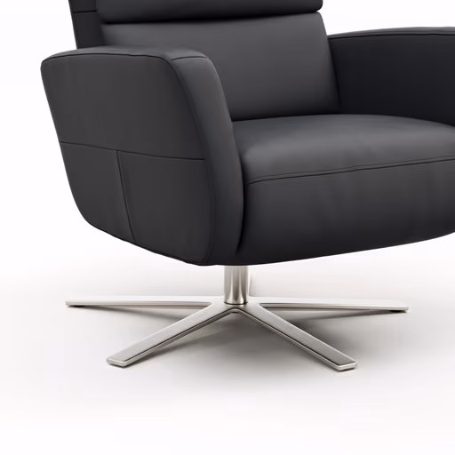 Drehsessel Lotta -Größe L, inkl. Relaxfunktion, Leder, Schwarz