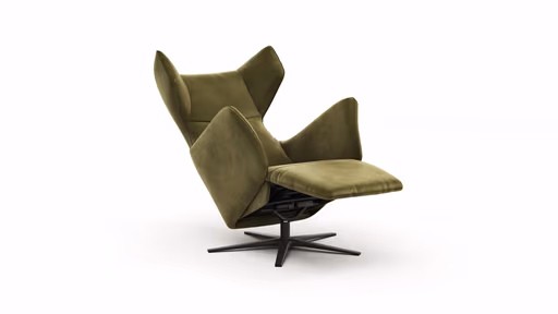 Sessel Noto Relax II - Rückenlehne und Fußteil verstellbar (motorisch), Velour, Schlammgrün