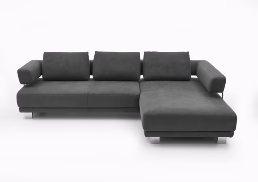 Ecksofa - 2,5-Sitzer mit Longchair rechts, Stoff, Grau