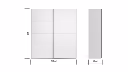 Schwebetürenschrank Viana - B ca. 212 cm, Lack, Weiß