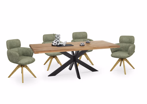 Armlehnstuhl MANJA - drehbar, Stoff, Grün