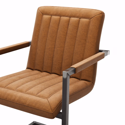 Armlehnstuhl Cambridge - Stoff, Cognac