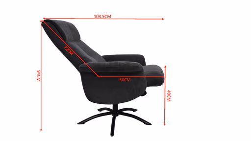 TV-Sessel MORTON mit Hocker - drehbar, Relaxfunktion, Stoff, Grau