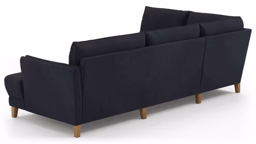 Sofa Stamford - Ecksofa 2-sitzig und Abschlusshocker links mit 3,5-Sitzer, Bogen rechts, Stoff, Dunkelblau