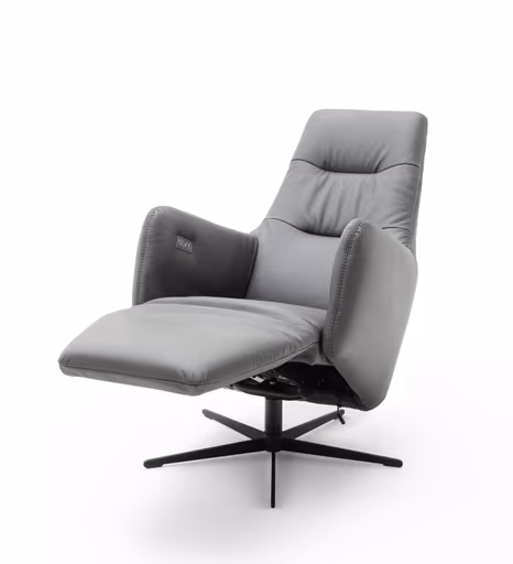 Relaxsessel Rufus - inkl. Relaxfunktion (motorisch), Akku, Leder, Anthrazit