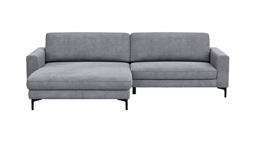 Ecksofa Oviedo - Longchair links mit 1,5-Sitzer, Stoff, Grau