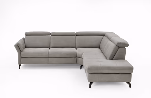  Ecksofa - 2-Sitzer mit Ecke rechts, Stoff, Grau