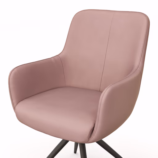 Armlehnstuhl Mis - Leder, Mauve, Gestell, Schwarz