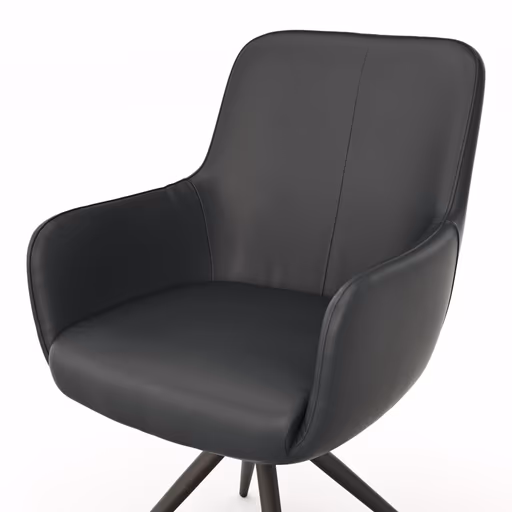 Armlehnstuhl Mis - Leder, Schwarz, Gestell, Schwarz