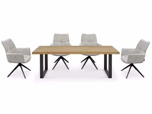 Armlehnstuhl MILENA - drehbar, Stoff, Silberfarben