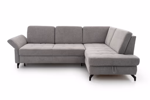 Ecksofa - 2,5-Sitzer mit Ecke rechts, Stoff, Grau