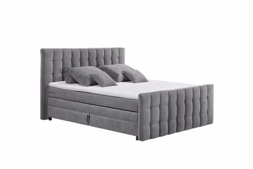 Boxspringbett - Liegefläche ca. 180x200 cm, Stoff, Dunkelgrau