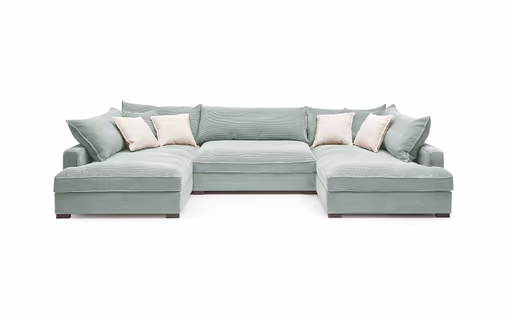 Wohnlandschaft - Longchair links, 2-Sitzer, Ecke rechts, Stoff, Mint