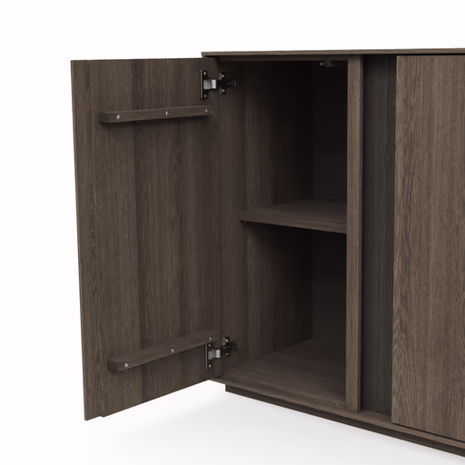 Sideboard Saratoga - mit Klapptüren, Buche massiv, silbergrau geölt