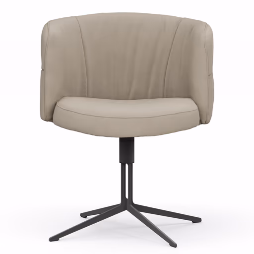 Armlehnstuhl Milana - drehbar, Leder, Offwhite