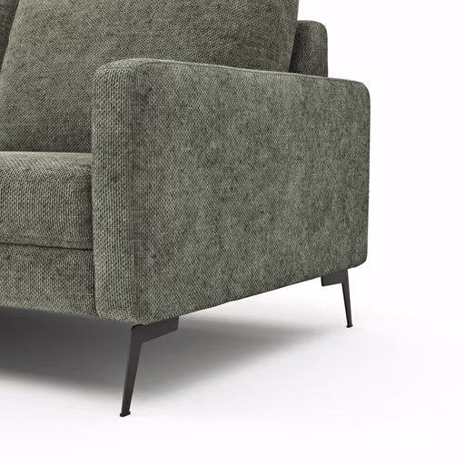 Ecksofa Enna - Longchair Links mit 3-Sitzer, Armlehne A, Stoff, Olivgrün