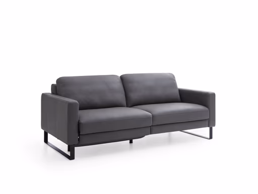 Sofa Enna - 3,5-Sitzer inklusive Relaxfunktion (motorisch) links, Leder, Grau