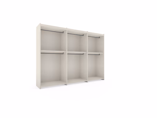 Schiebetuerenschrank Loretto - B ca. 304 cm, Lack, Hellgrau, Spiegel