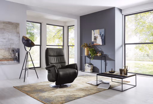 Fernsehsessel EM Pirna-Plus - Relaxfunktion motorisch, Leder, Anthrazit