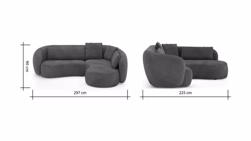 Ecksofa Karasu - 3-Sitzer mit Ottomane rechts, Stoff, Taupe