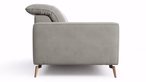 Sofa Tulsa KV - 3-Sitzer, inkl. Kopfteilverstellung, Leder, Graubeige