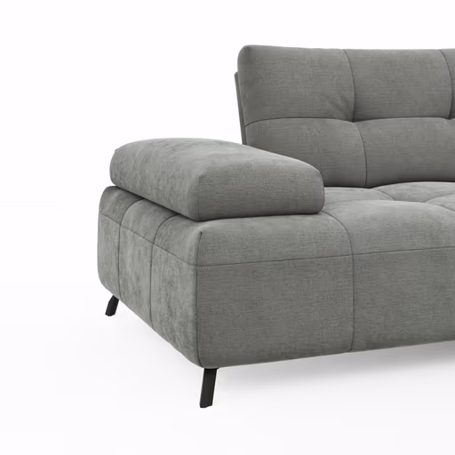 Ecksofa Comodo - 1-Sitzer, Longchair Rechts, Stoff, Hellgrau