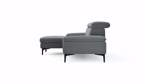 Ecksofa Felipa - Longchair links mit 2,5-Sitzer inkl. Kopfteil verstellbar, Stoff, Grau