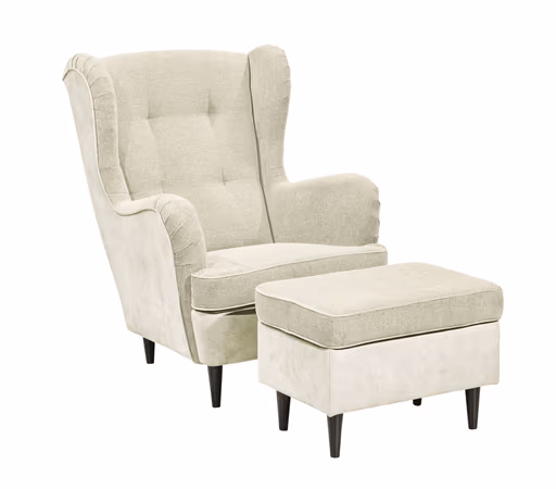 Hocker - Webstoff, Microvelours, Creme