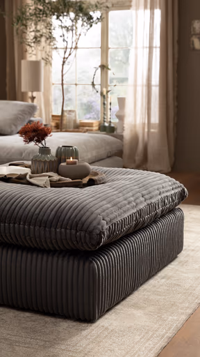 Hocker Palmdale - LB ca. 115x115 cm, Stoff, Grau