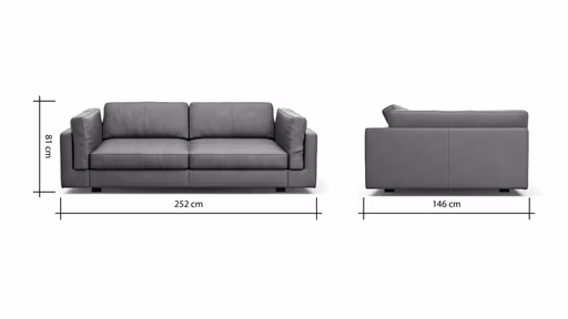 Sofa Aprino 3 - 3,5-Sitzer XXL, Dickleder, Cognac, Armlehne Kissen