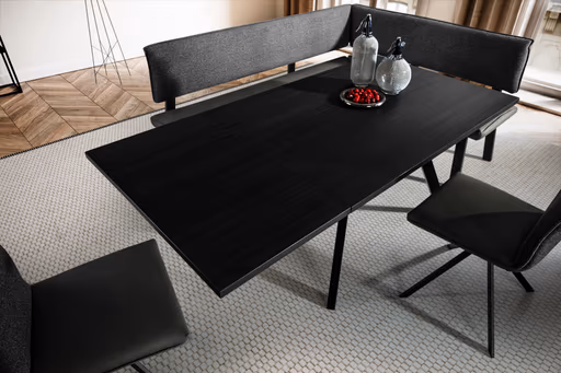 Eckbankgruppe - inkl. Tisch und 2x Stühle, Stoff, Grau